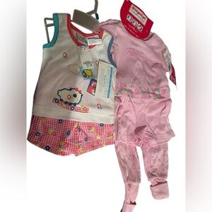 Pink and White Kids Pajama Set and mix and match snugabye convert a foot - pink
